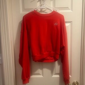 ALO Yoga Accolade Cropped Sweatshirt in Bright Red